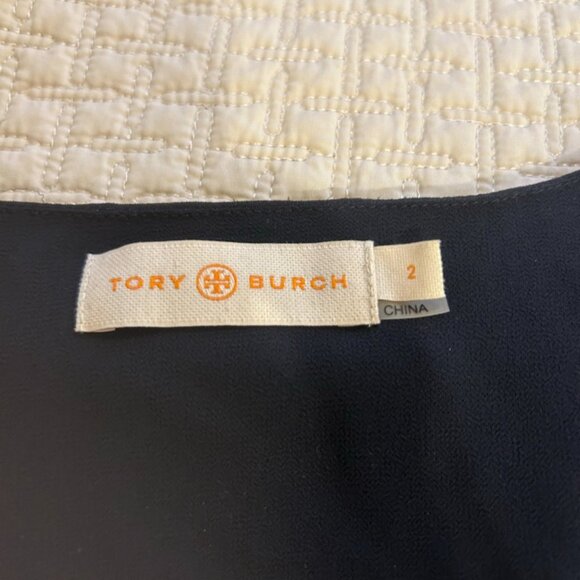 TORY BURCH Blouse in Dark Blue with Mirrored Ornaments - Size 2 - Picture 5 of 6